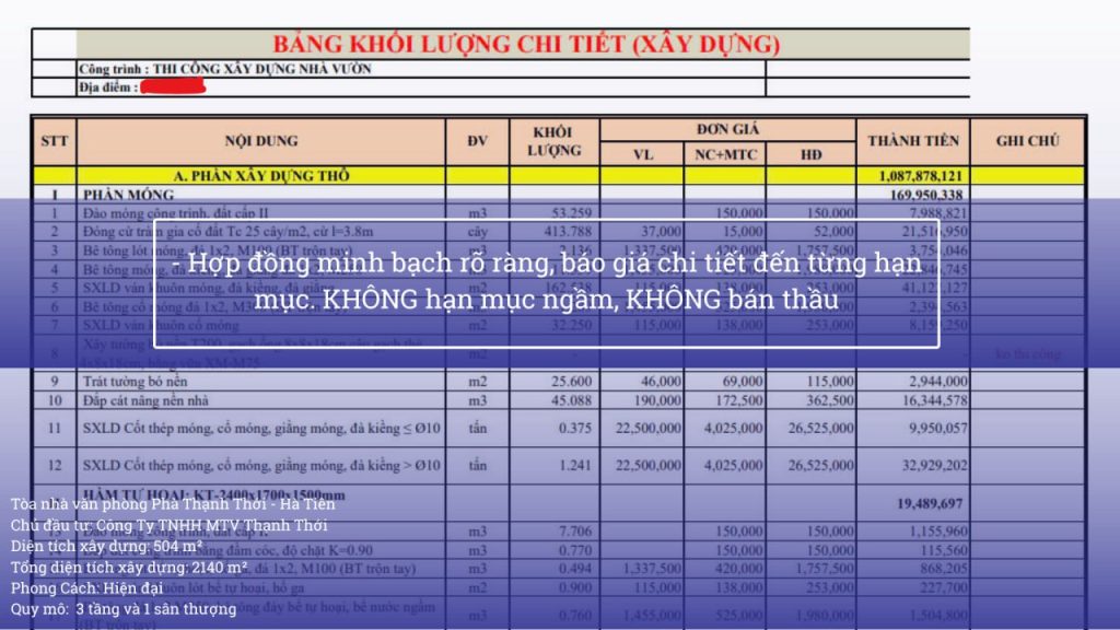 Đơn Giá Thi Công Tại Vĩnh Long